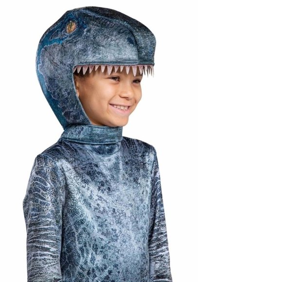 Toddler Blue Dinosaur Halloween Costume 3T/4T Jurassic Park Velociraptor Boys - Picture 2 of 9